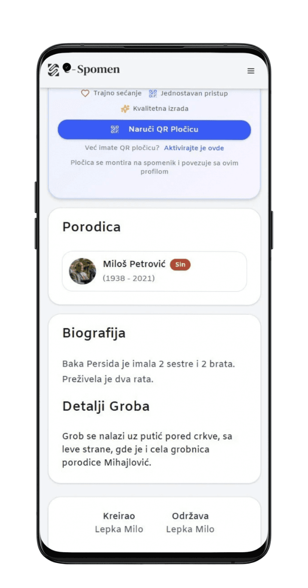 Porodično stablo na e-Spomenu